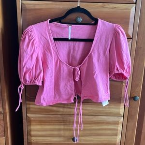 FREE PEOPLE Velvet Rose Kitty Cropped Tee Blouse Small